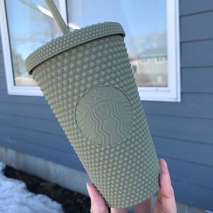 Starbucks Japan exclusive matte khaki green studded cup tumbler grande